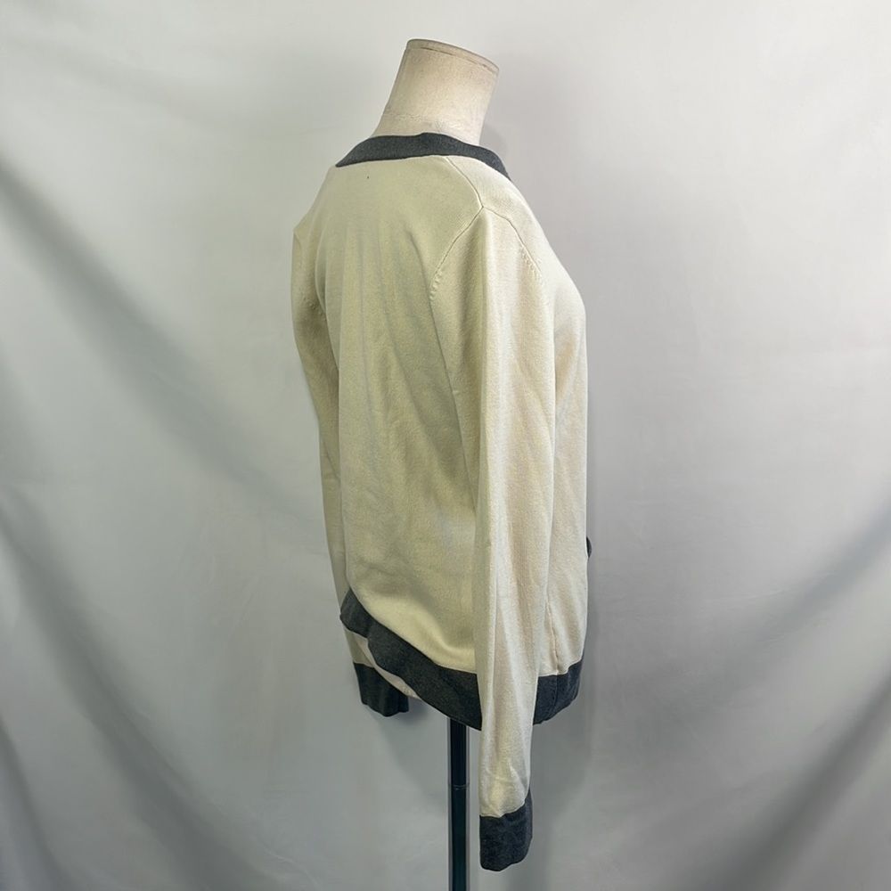J Mcloughlin Cream With Gray Trim Chain Trim Cardigan - Picture 3 of 7